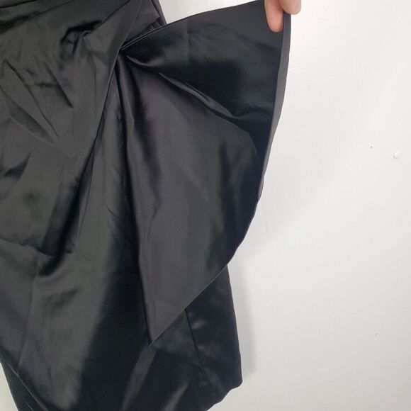 WHBM Dress Womens 0 Babydoll Gathered Side Flap HOCO Event Short Satin Black - Picture 5 of 10